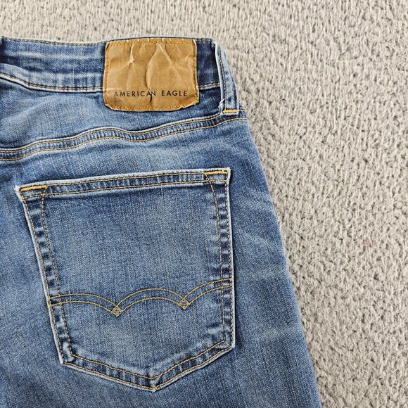 American Eagle Jeans Mens 29x32 Blue Slim Straight Next Level Flex Denim Pants - Picture 16 of 16